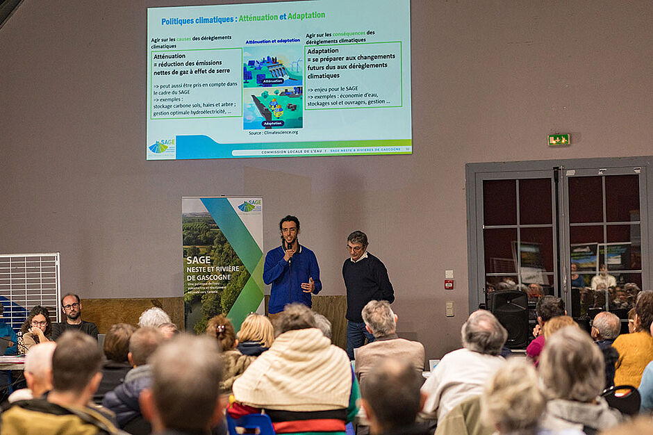 Présentation du bureau d’étude Eaucéa - Réunion eau et climat à Arreau - 30 janvier 2024 © CD 32/JC DEBORD - Agrandir l'image (fenêtre modale)